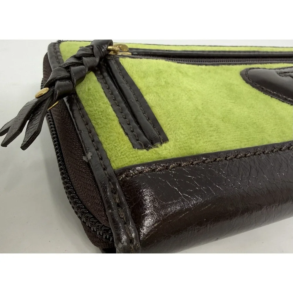 NWT Y2K Juicy Couture Zip Around Velour Wallet Color Green